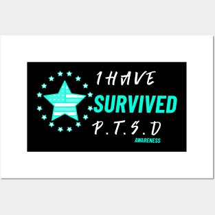 I Survived PTSD - Military Veteran Support Flag for Mental Health Awareness - 50% Off - Teal Month - PTSD Merch Posters and Art